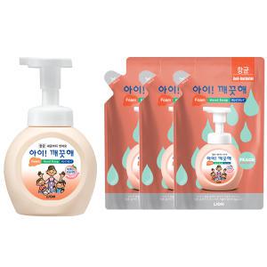 아이깨끗해 항균폼 핸드솝 용기 250ml 1개+ 리필 200ml 3개 복숭아향 보습 거품형 핸드워시 손세정제 비누