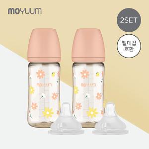 [모윰] PPSU 노꼭지 올인원 젖병 270ml 2팩+젖꼭지(2ea) - 데이지 에디션