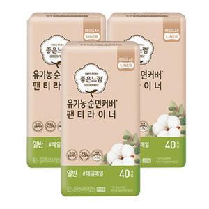 P좋은느낌 유기농 순면커버 팬티라이너 롱40p X3_MC