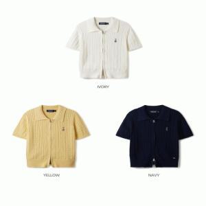 후아유 여성 스티브 반팔 케이블 집업 가디건 / Steve Cable Short Sleeve Zip-up Cardi