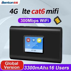 Benton 4G Cat6 언락 휴대용 Lte 라우터 무선 라우터 SIM 카드 슬롯 포함 야외 포켓 핫스팟 이파이 모바일