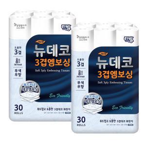 삼정펄프 리빙 뉴데코 3겹 30m 30롤 X 2팩 화장지 휴지