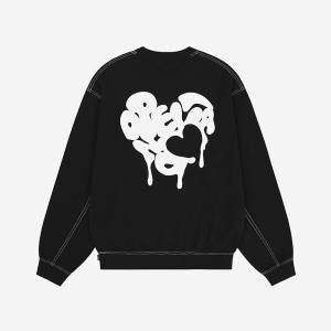 [정품] 오와이 엠보스 멜팅 하트 스웨트셔츠 블랙 OY Emboss Melting Heart Sweatshirt 538997