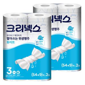 크리넥스 빨아쓰는 위생행주 화이트 (54+9)매X2롤 2팩