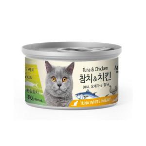 미우와우 고양이 흰살참치&치킨 캔  80g 24개