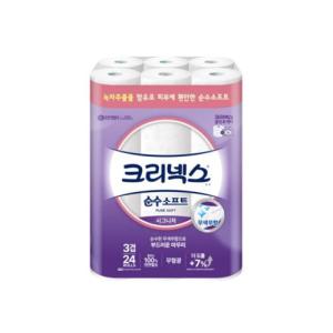 크리넥스 화장지 순수소프트 시그니처 3겹 26M 24롤 X1팩