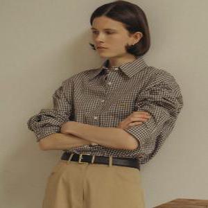 Chestnut check shirt_Brown