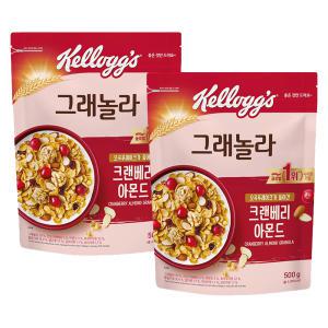 켈로그 크랜베리 아몬드 그래놀라, 500g, 2개