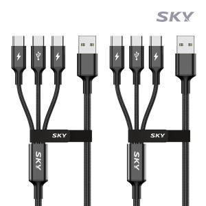 스카이 3in1 27W USB-A to C타입 고강도 고속충전 케이블 2M (2개입)