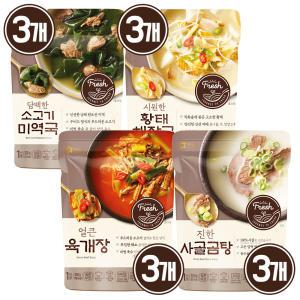 아워홈 즉석국 300g 3개씩 총 12개 (소고기 미역국 + 황태해장국 + 육개장 + 사골곰탕)