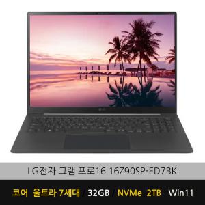 LG전자 그램 프로16 16Z90SP-ED7BK WIN11 (SSD 2TB) YB 파우치+무선 마우스 증정