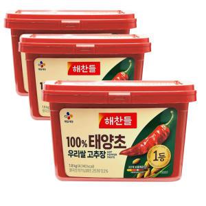 해찬들 100% 태양초 우리쌀 고추장 1.8kg x3개