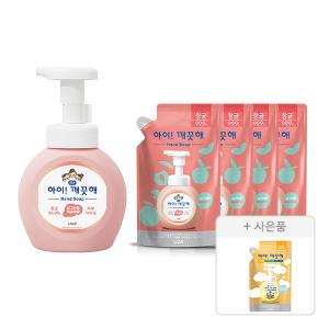 아이깨끗해 핸드워시 용기 복숭아, 250ml, 1개 + 리필, 200ml, 4개 + 증정 (핸드워시 순, 100ml, 1개)