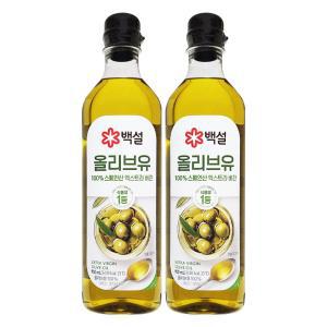 백설 식용유 압착 올리브유 900mL x 2개