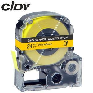 CIDY 24mm 검정색 SC24YW/LC-6YBW9 LC 호환 라벨 테이프 kingjim 프린터 LW300 SR15