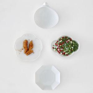 화이트 시젠 접시 4shapes 도자기 반찬 그릇