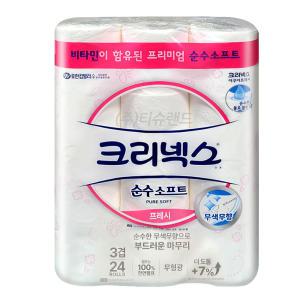 크리넥스 순수소프트 프레시 화장지 3겹 27m 24롤 x1개