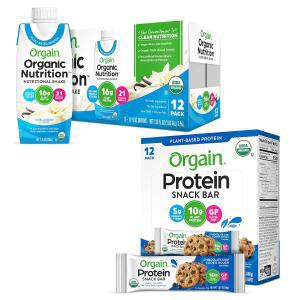 올게인 Organic Nutritional Vegan 프로tein Shake 바닐라 빈12팩 Bars 초콜릿 칩 쿠키 반죽12개 182264