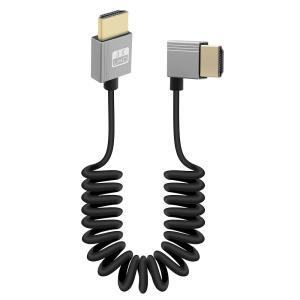 RIIEYOCA 4K 짧은 HDMI to HMDI 코일 케이블 90도 직각 18Gbps 고속 HDMI2.0 지원 4K60Hz 캠코더 모니터와