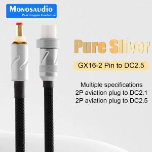 Monosaudio 순수 실버 DC 케이블, GX16 2 핀-2.5mm 포노 앰프 선형 전원 공급