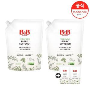 [비앤비] 비건 섬유유연제 1500ml 리필형 2입+800ml 세제 2입