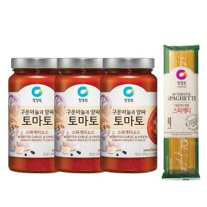 청정원 토마토 파스타소스, 600g, 3개 + 스파게티면, 500g, 1개