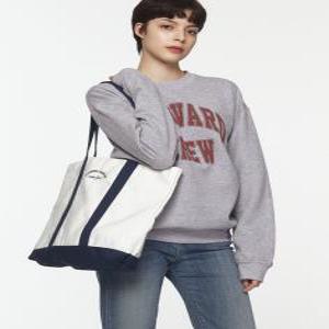 라움 여성 [LF몰단독][MAISON LABICHE] 화이트 스트랩배색 면 숄더백 CWBA3F145OW