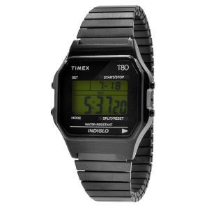 Timex T80 손목시계 34mm 블랙 스테인리스 스틸 확장 밴드