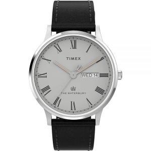 Timex 남성용 워터버리 클래식 40mm 시계, 블랙/그레이/스테인리스 스틸, 클래식