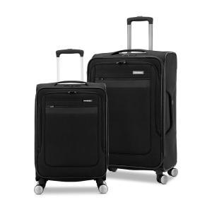 Samsonite Ascella 3.0 소프트사이드 확장 가능한 수하물 스피너 포함 2피스 세트 (캐리온/미디엄), 블랙.,