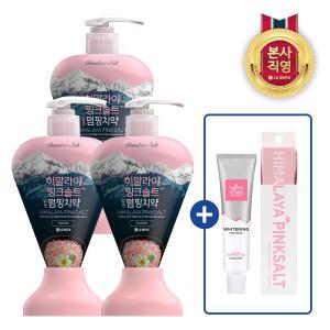 히말라야 핑크솔트 펌핑치약 플로럴 285g x 3개 (+ 여행용 양치세트 + 화이트