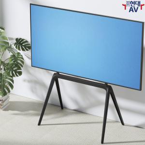 현대AV HD-FS14-46F-01 대형 TV 플로어 스탠드, 86인치/60kg 호환, 이젤 타입, 블랙 색상, 히든 선반 장착 지원