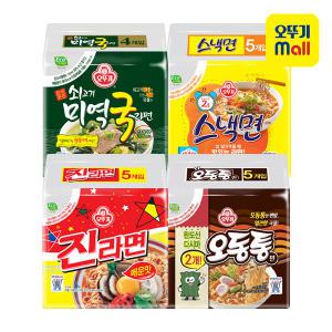 오뚜기 봉지라면 4종 세트(스낵면+진라면 매운맛+쇠고기미역국면+오동통면)