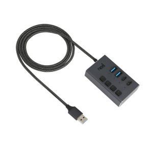 USB3.0허브 4포트 USB3.1 C타입 1.2M 케이블 멀티 개별 유전원 스위치 확장 미니 분배기 메모리 노트북연결