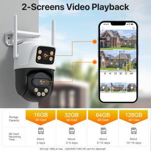 CCTV PTZ 보안 IP 카메라 AI 자동 추적 야외 비디오 감시 P2P ICSEE 3 렌즈 8X 줌 9MP 5K HD WiFi 4MP