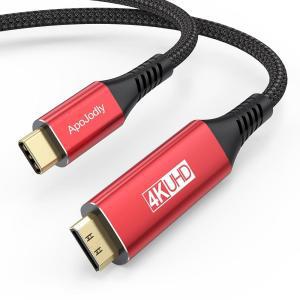 ApoJodly USB C to 미니 HDMI 케이블 0.9m3피트 휴대용 모니터용 고속 타입 2.0 코드 4K30Hz 2K 1080P HDR