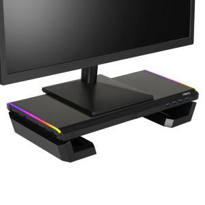 앱코 MES100 사이드 폴딩 RGB 데스크 오거나이저 USB 3.0 모니터 받침대 블랙