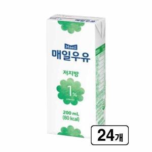 매일 매일우유 멸균 저지방 1% 200ml 24개 아기간식 유아간식 영양간식 어린이간식 유치원 학교 어린이집