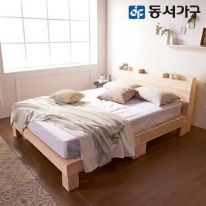 동서가구 힐링 피톤치드 수납헤드 편백나무 ALL 원목 프레임 킹 K 침대+9존독립 매트리스 DF639012