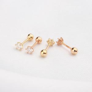 14k 1부 3mm 엑설런트 모이사나이트 다이아몬드 육발 피어싱 귀걸이