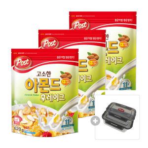 포스트 고소한 아몬드 후레이크, 620g, 3개 + 증정(코맥스 BBLOCK 직 2종세트, 그레이, 1개)