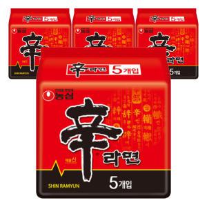 농심 신라면, 120g, 5입(멀티), 4개