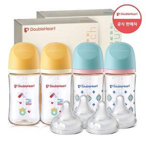 [더블하트]더블하트 모유실감 3세대 PPSU 젖병 헤리티지 트윈팩 240ml 2개(총4개)+젖꼭지(4입)