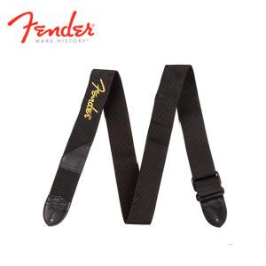 펜더 스트랩 Fender 2 Black Poly Strap Yellow Logo 099-0662-070