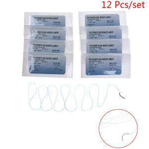 의대생 12Pcs 폴리 프로필렌 의료 실습용 바늘 봉합 Monofilament 스레드 봉합 연습 키트 간호대 겸용