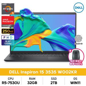 DELL 인스피론 15 3535 W002KR 라이젠5/32GB/2TB/250nit/WIN11탑재 가성비사무용노트북+무선마우스증정