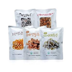 [하봉식품]수정이네 눈꽃 전통부각 5종 세트(총 25팩(김부각5팩+비빔밥5팩+연근부각5팩+다시마5팩+황태5팩