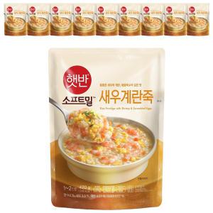 CJ 햇반 소프트밀 새우계란죽, 420g, 10개