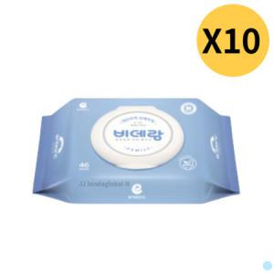 앙블랑 비데 물티슈 물에녹는 패밀리 캡형 46매 x10p