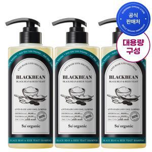 [대용량] 수오가닉 블랙빈 맥주효모 탈모완화 쿨샴푸 510ml 3개